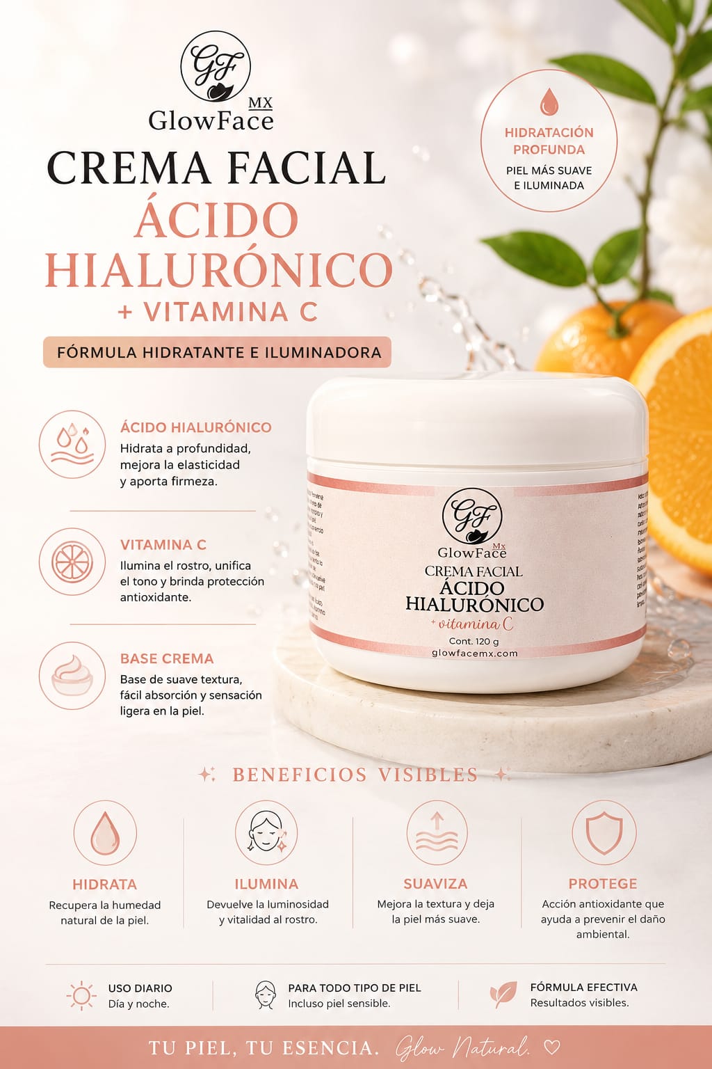 CREMA ACIDO HIALURONICO CON VITAMINA C 120g