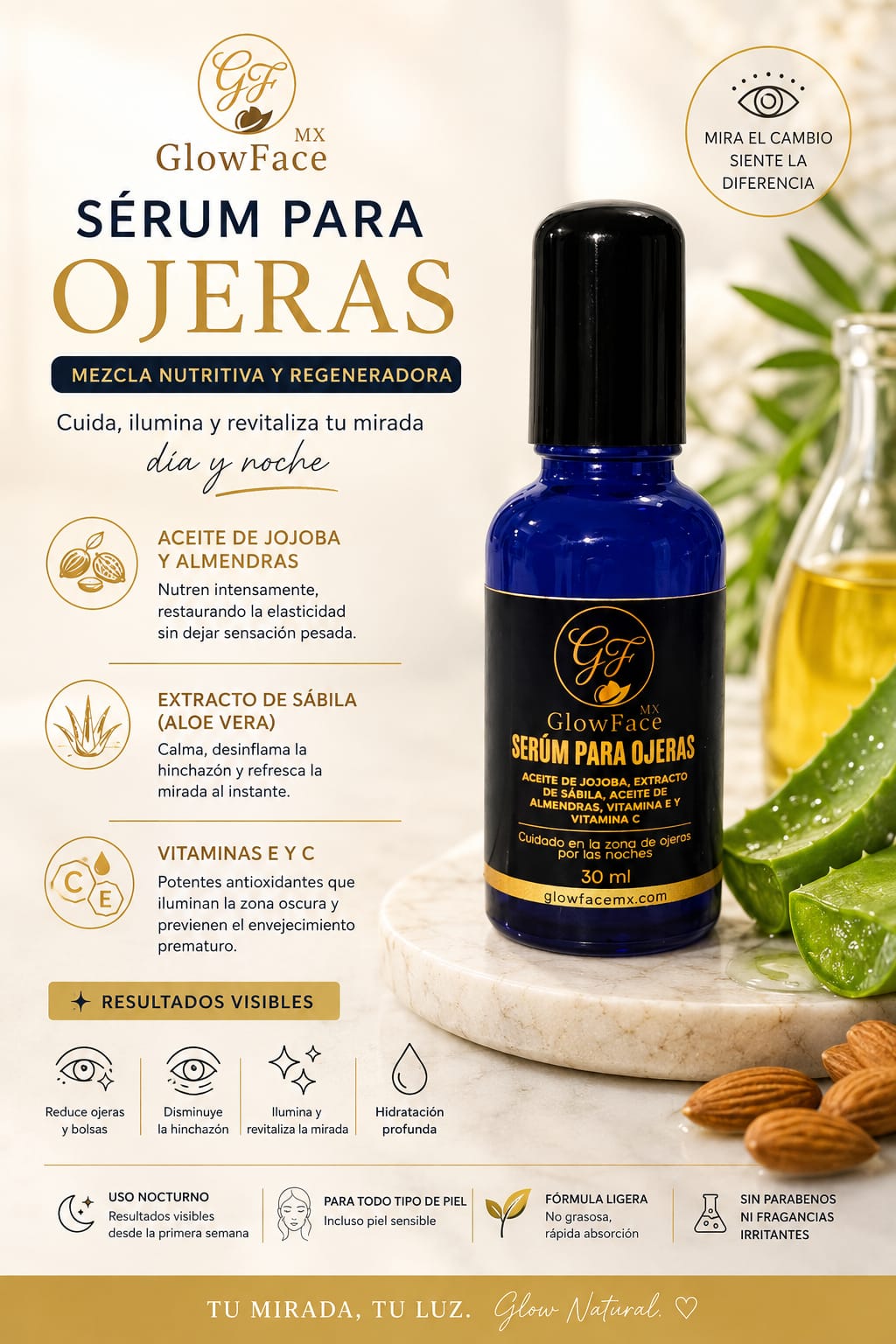RUTINA ANTI-EDAD COMPLETA (3 PIEZAS): Serum Retinol+Acido Hialuronico+Vitamina C, Serum para Ojeras